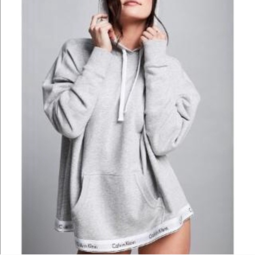 CALVIN KLEIN Modern Cotton Logo Gray Hoodie